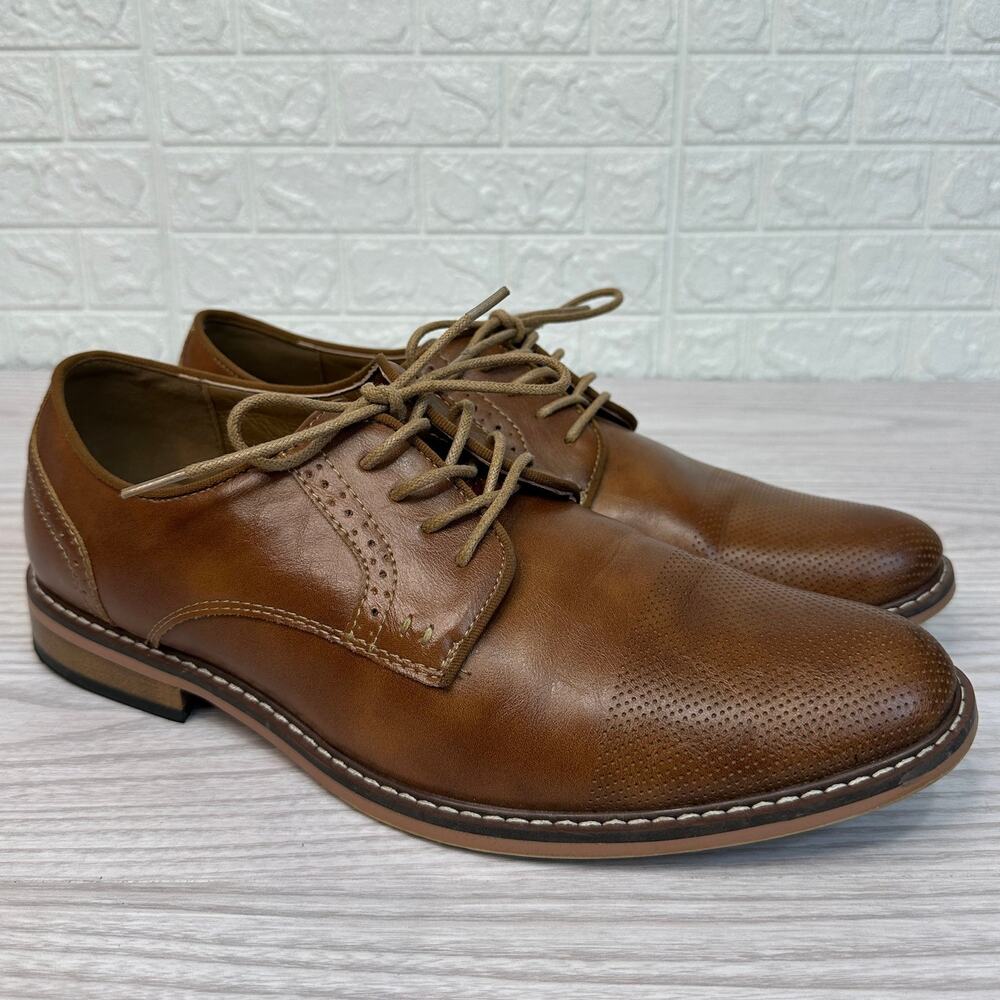 Steve Madden M-Bobby Oxford Dress Shoes Mens 11 Brown Leather Lace Up Round Toe
